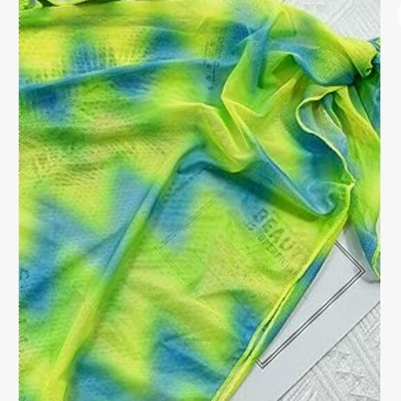 Tie Dye Halter Ruffled Bikini Female Micro Swimsuit 3pc new - Picture 3 of 15